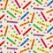 Cute colorful crayons seamless pattern with circles, squares and triangles