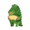 Cute colorful crocodile playing the accordion