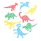 Cute colorful different dinosaur silhouette in cartoon scribble