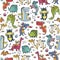 Cute colorful dragons pattern