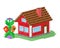 Cute colorful flat style house village pixel art real estate cottage and home design residential colorful building