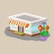 Cute colorful flat style house village pixel art real estate cottage and home design residential colorful building