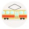 Cute colorful flat tram icon