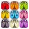 Cute colorful glossy square bugs set.