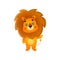 Cute colorful gold lion say hello to all