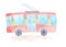Cute colorful hand drawn watercolor trolleybus.