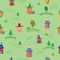 Cute colorful houses seamless pattern. Vector illustration.