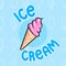 Cute colorful ice cream cone vector illustration in hand drawn graphic cartoon