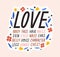 Cute colorful inscription for self acceptance vector flat illustration. Motivational quote to love every part of body