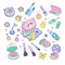 Cute Colorful Kids Make Up Toys Set Illustration