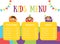 Cute Colorful Kids Meal Menu with Happy Children Dressed Like Fruits Vector Illustration