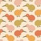 Cute colorful kiwi birds hand drawn vector illustration. Funny New Zealand furry bird seamless pattern for kids fabric.