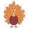 Cute colorful little turkey. Cartoon vector character isolated on a white background.