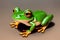 Cute colorful magic frog, cartoon style painting. Generative ai art illustration