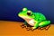 Cute colorful magic frog, cartoon style painting. Generative ai art illustration