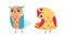 Cute Colorful Owls Set, Front View of Adorable Owlets Cartoon Vector Illustration