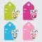 Cute colorful panda girls cartoon illustration for Birthday gift tags design