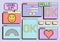 Cute colorful retro vaporwave desktop with message boxes and user interface elements