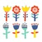 Cute and colorful Scandinavian flower illustration set graphic resource