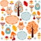 Cute colorful seamless forest pattern with animal