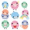 Cute Colorful Sheep Vector Set