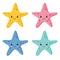 Cute Colorful Starfish Set in White Background. Vector Illustration