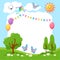 Cute colorful summer creative children frame with empty place for photo or text illustration