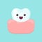 Cute colorful tooth in gum vector illustration with happy emotion