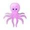 Cute colorful vector octopus image; cartoon illustration for children`s books, post cards, posters, banners; octopus isolated