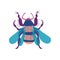Cute Colorful Wasp Insect, Top View Vector Illustration