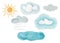 Cute colorful watercolor weather elements