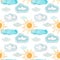 Cute colorful watercolor weather elements pattern