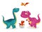 Cute colourful kind dinosaurs in cartoon style set