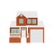 Cute comfortable country house cartoon icon, flat vector illustration isolated.