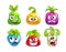 Cute comic colorful fruit characters on white background.