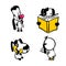 Cute comic dog monochrome sticker set