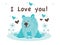 Cute comic and romantic bear in love