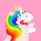 Cute comic unicorn emotion anticipation. Vector stock illustration