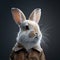 Cute companion Studio shot of an isolated young white rabbit