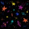 Cute Confetti Star Galaxy Space Night Sky Meteor Shooting Star Planet Saturn Rocket. Sprinkle Sparkle Shine. Doodle Scribble
