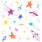 Cute Confetti Star Galaxy Space Night Sky Meteor Shooting Star Planet Saturn Rocket. Sprinkle Sparkle Shine. Doodle Scribble