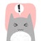 Cute confused cat with anime emotion and speech babble. Hand drawn vector illustration of kitty in flat cartoon design. Cute