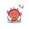 Cute contagious corona virus cartoon character showing a falling in love face