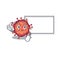 Cute contagious corona virus cartoon character Thumbs up bring a white board