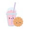 Cute cookie and milkshake kawaii cartoon character