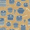 Cute cooking pots and lettering. Seamless pattern.