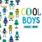 Cute cool boys robots background