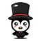 Cute and cool penguin cartoon characters wearing suits and hats