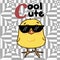 cute cool yellow chick sunglasses and background drawing illustration white background