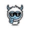 Cute and cool yeti animal cartoon character wearing sunglasses